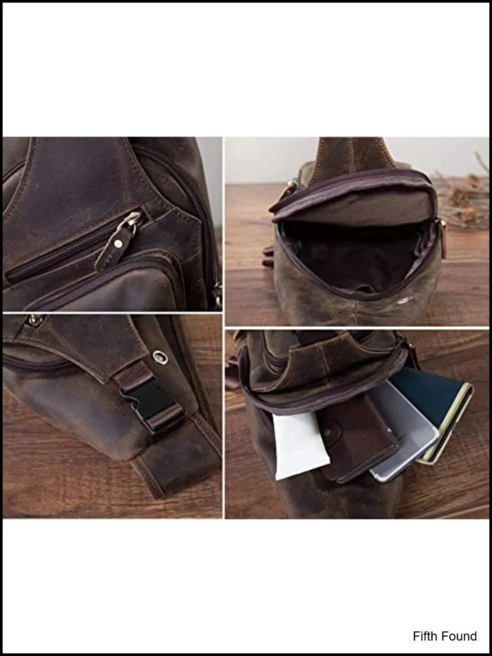 Men's Genuine Leather Crossbody Sling Bag for Travel & Hiking